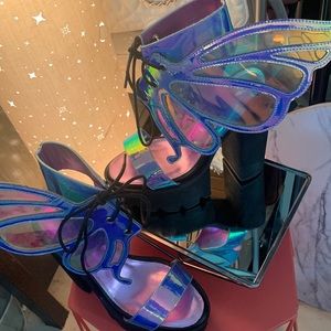 Dolls Kill 4 Inch Butterfly Iridescent Platform Heels Size 9 Women’s